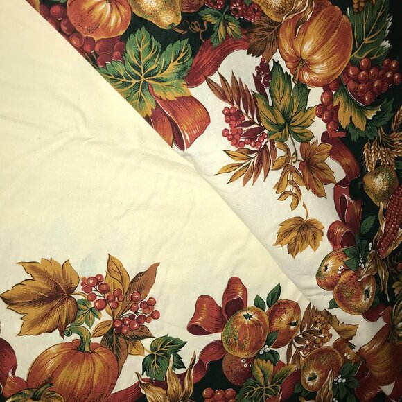 Thanksgiving Harvest Polycotton Tablecloth Spain Green Fruits Veggies 59 x 88 " - Picture 3 of 3